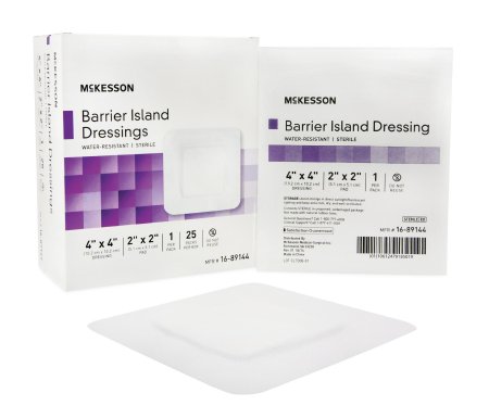 mckesson-sterile-polypropylene-rayon-composite-barrier-island-dressing-4-x-4-inch-with-2-x-2-inch-pad