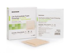 mckesson-lite-square-sterile-silicone-foam-dressing-with-border-4-x-4-inch-tan
