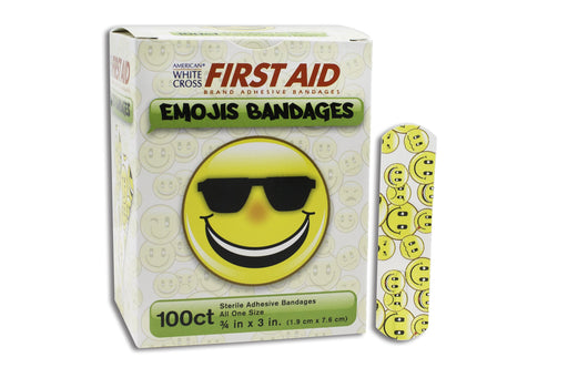 american-reg-white-cross-first-aid-rectangular-emojis-kid-design-adhesive-strip-frac34-x-3-inch