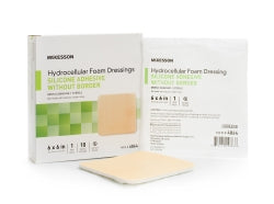 mckesson-square-sterile-adhesive-silicone-foam-dressing-6-x-6-inch-tan