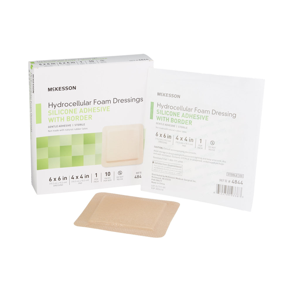 mckesson-square-sterile-adhesive-silicone-foam-dressing-with-border-6-x-6-inch